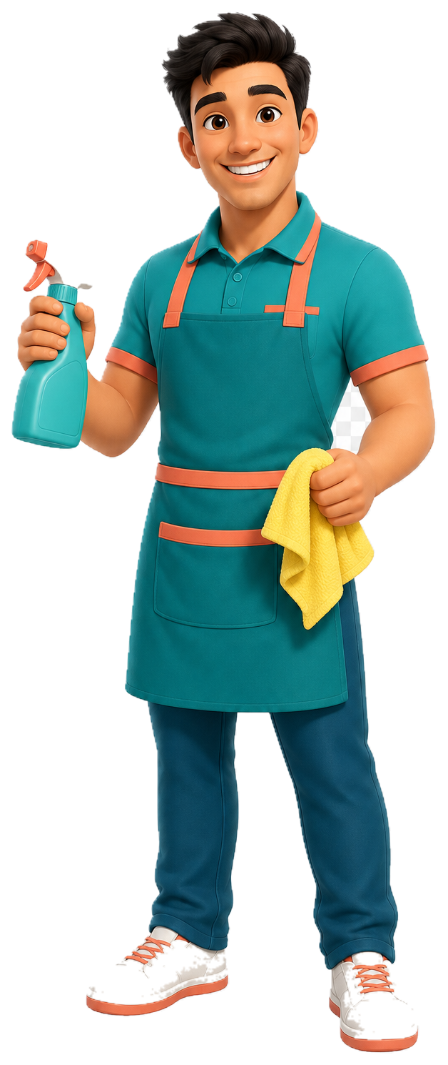 Bubbly cleaning crew character